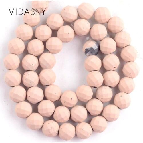 Light Pink Nanotech Rubber Faceted Hematite Minerals Beads For Jewelry Making Loose Beads Diy Bracelet Necklace Accessories 15