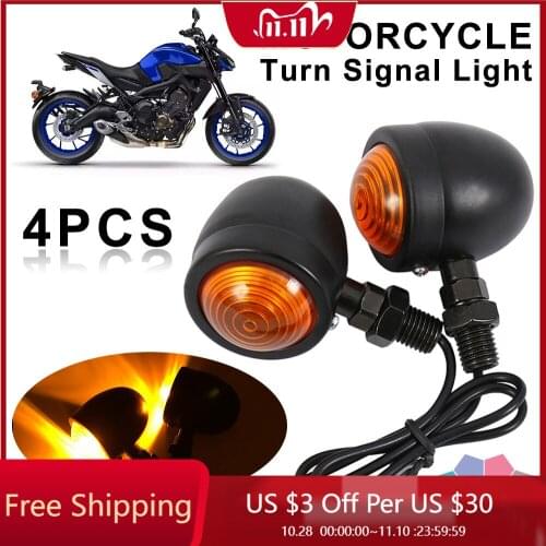 Universal Motorcycle LED Turn Signals Long Short Turn Signal Indicator Lights Blinkers Flashers Amber Color Accessories
