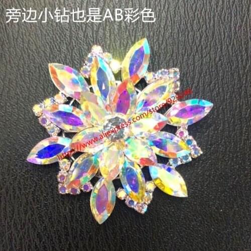 Gorgeous AB crtsyal lotus flower button flatback for shoes bags artcrafts decoration crystal applique for garments dancing dress