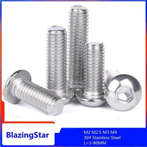 10/20/50/100PCS M2 M2.5 M3 M4 304 Stainless Steel Hexagon Head With Hexagon Head Bolt Inner Hexagon Screw L = 3-80mm