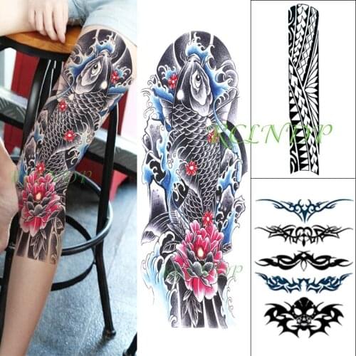Waterproof Temporary Tattoo Stickers Color Fish full arm sleeve dark flower arm combination fake tatto flash tatoo for men women