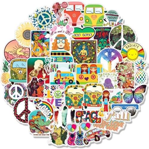 50PCS Funny Hip-HOP Graffiti Waterproof Stickers for DIY Fridge Motorcycle Skateboard Laptop Luggage Decals Sticker Kid Toy