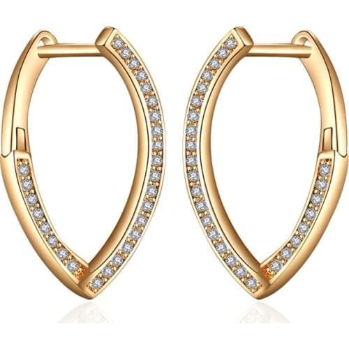 Fashion Cubic Zirconia Stud Earrings for Women Gold Color Oval Round Heart Shape CZ Earrings Simple Wedding Party Jewelry Gifts