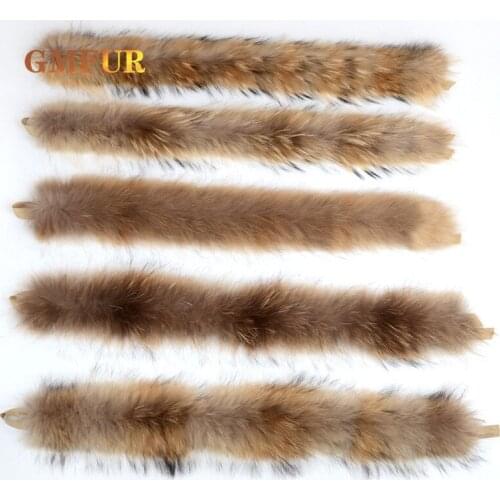 Ladies Real Raccoon Fur Collar Winter All Fur Fashion Coat Hat Universal Top Fur Scarf DIY Hat Strip Length 70CM