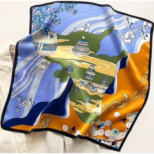 100% Pure Silk Scarf Women Headband Fashion Scarves Bandana Luxury Brand Beach Hijab Shawls Wraps Female Foulard Free Shipping