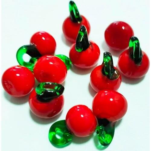 10PCS Lampwork Glass Murano Vegetables and Fruits DIY Pendant Red Apple Glass Pendant Necklace Earrings Bracelet Accessories
