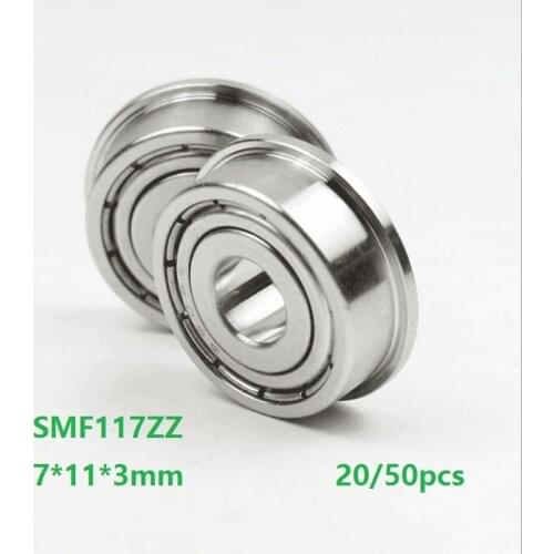 20pcs/50pcs SMF117ZZ 7x11x3mm Mini Flange Bearings Stainless steel bearings Miniature Deep groove Ball Bearing 7*11*3mm