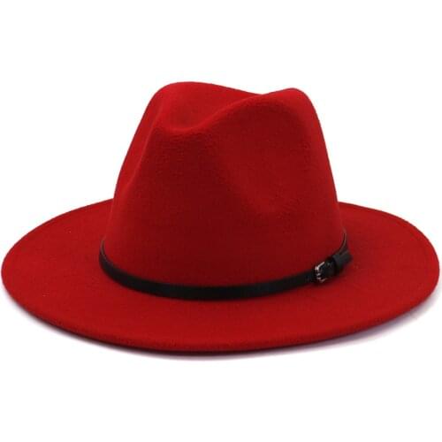 2021 Women Fedora Hat Winter Female Wool Felt Hat Large Brim British Style Jazz Panama Cap Solid Cotton Vintage Hat