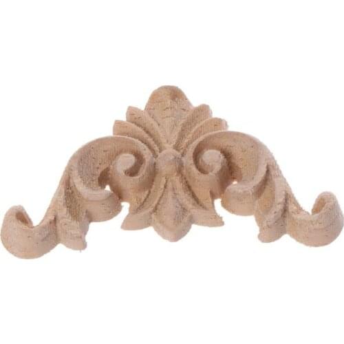 4pcs/set Wood Carved Corner Flower Onlay Applique Unpainted Frame Cupboard Cabinet Decal For Home Furniture Decor 4x4cm