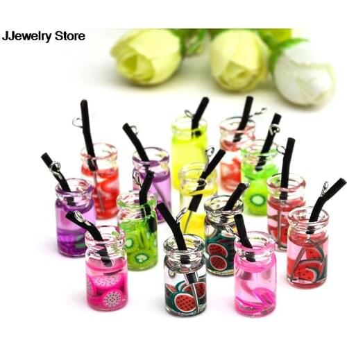 5pcs Mixed Strawberry Watermelon Fruit Resin Charms Cute DIY Findings Multicolor Keychain Earrings Pendants Jewelry Making