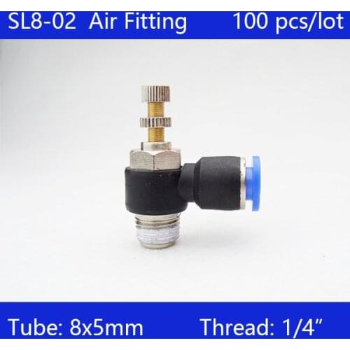 Free shipping 100Pcs 8mm Push In to Connect Fitting 1/4" Thread Speed Flow Controller Air Valve SL8-02