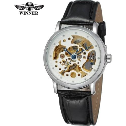 Fashion Winner Top Brand Classic Chinese Style Pattern Skeleton Design Brown Leather Luxury Watch Men Mechanical Automatic Clock