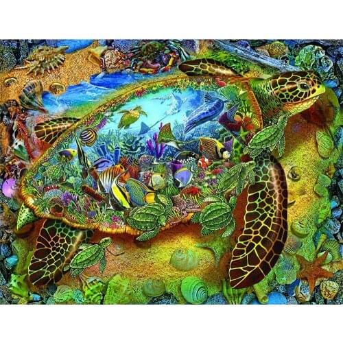 Turtle Cross Stitch Art Painting Needlework 14CT Canvas Unprinted Handmade Embroidery Cross Stitch Kits Set DIY Home Decor