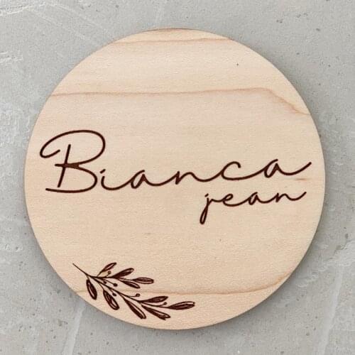 Engraved wooden Nursery name sign, Personalised Botanical Birth Announcement plaque, Baby room decor, Photo props, Newborn gift
