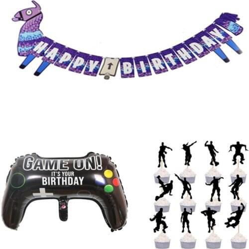 Eat Chicken Game Balloons Black Gamepad Boy game on Balloon Birthday Party Decorations kids Black Match Props Gaming Balloon