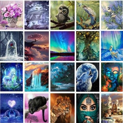 Animal Landscape Character 5D Diamond Painting Cross Ctitch Kit 20 Pattern Wall Sticker Mosaic Diamond Embroidery Painting Jq289
