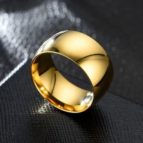 12mm No fading Classic Wedding rings Gold COLOR Ring filled 316L steel rings for men and women