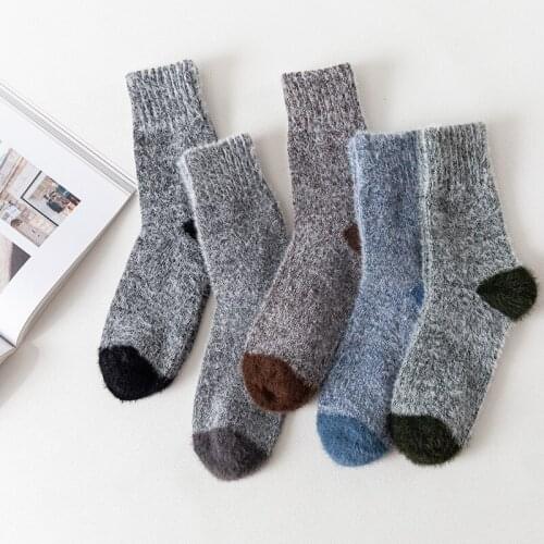 Mens socks imitation mink velvet thick warm rabbit fur