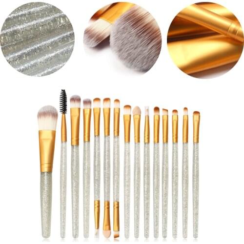 15 Pcs/set Eye Makeup Brush Professional Face Eye Shadow Eyeliner Eyebrow Nylon Fiber Shimmering Powder Handle Eye Shadow Brush