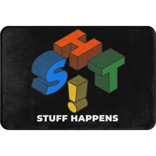 Linux Operating System Tux Penguin Kitchen Non-Slip Carpet SHIT Stuff Happens Bedroom Mat Welcome Doormat Floor Decoration Rug