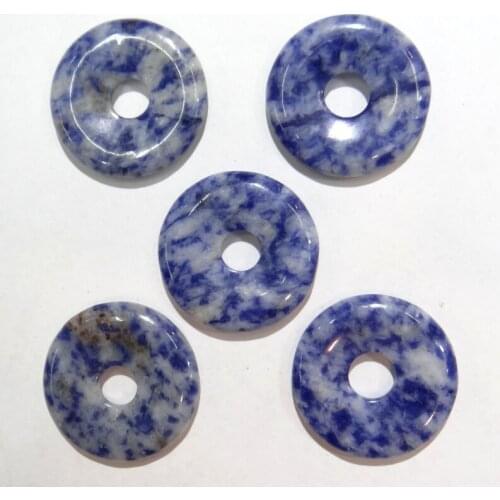 Wholesale 25mm sodalite Natural Stone Circle Round Disk pendant 12pcs Charms For DIY Necklace Jewelry making