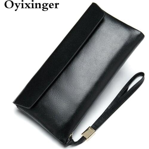 OYIXINGER Luxury Women Wallet Genuine Leather Purse For Women RFID Thin Clutch Ladies Long Style Coin Wallet Female Card Holder