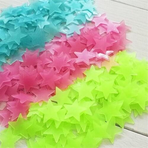 100Pcs/Pack Luminous Stars Glow For Kids Fluorescent Decoration Dark Decal Stars Home Decor Pendants Luminous Wedding Party