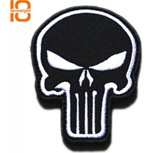 TENNEIGHT 3D Embroidery double-sided Patch Skull Embroidered Armband PVC badge tactical morale badge for Clothing Backpack hat