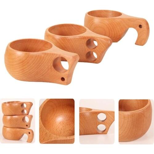 Outdoor portable wooden cup ancient Coxa coffee tea milk drinking cup mug wooden cup beverage handle furniture decoration