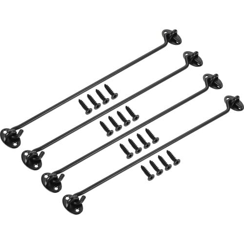 Uxcell 14" Cabin Hook Eye Latch Gate Door Swivel Window Hook 201 Stainless Steel with Screws Black 4pcs