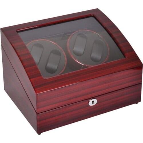 Watch Winder ,LT Wooden Automatic Rotation 4+6 Watch Winder Storage Case Display Box (Outside is rose red and inside is black)