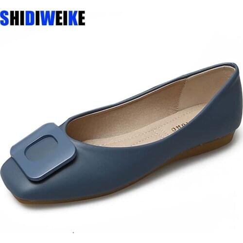 Women Shoes Flat Ballerina Female Casual Work Ballet Flats Ladies shoes 2021 Fashion Buckle Soft Moccasins Driving Shoes AC592