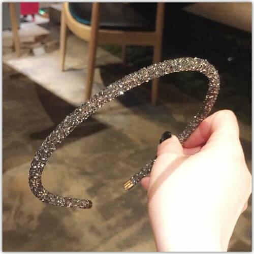 Korean Style New Thin Edge Rhinestone Super Flash Hairband Thin Edge All-match Elegant Simple Headband hair accessories women