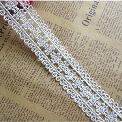 1 yard Soluble Polyester Flower Embroidered Fabric Lace Trim Ribbon Handmade DIY Sewing Craft For Costume Hat Decoration