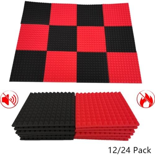 12PCS 300x300x25mm Pyramid Acoustic Foam Flame Retardant Studio Soundproofing Protective Sponge Absorption Panel High Density