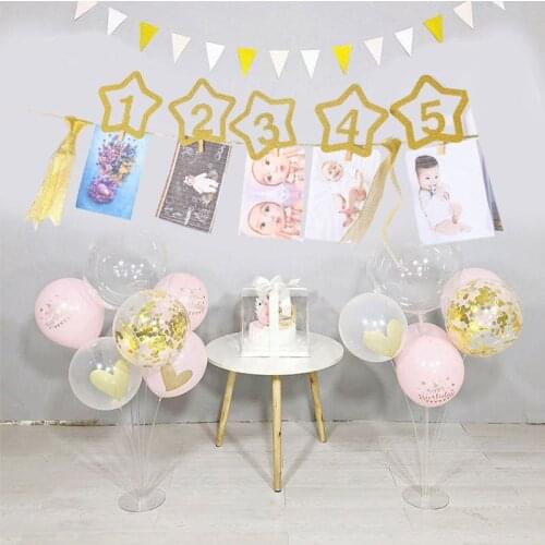 1st Birthday Boy Girl 12 Month Photo Banner Birthday Party Decorations Kids Photo Frame Banners Photo Decorative Clothespins