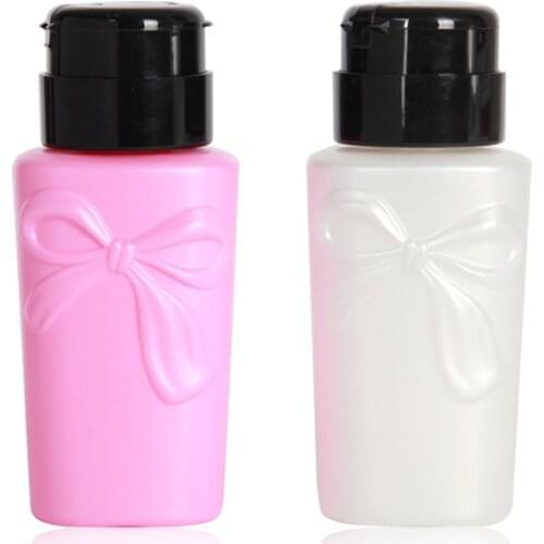200ML Empty Pump Bottle Push Down Portable Jars Manicure Tools Nail Polish Remover Liquid Bottle Dispenser Plastic Bottle*1Pcs
