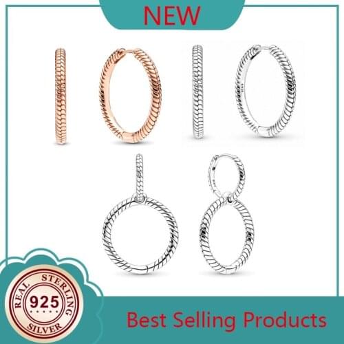 2021 New 925 Silver Moments Double Ring PAN String Earrings Suitable For Womens Wedding Holiday Gifts Diy Charm Jewelry