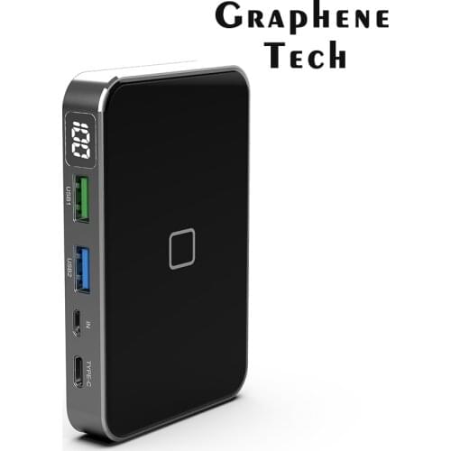 60Watt Input 10000mah 1hr fast charge graphene battery power bank with 10W 7.5W Qi wireless for mobile phone