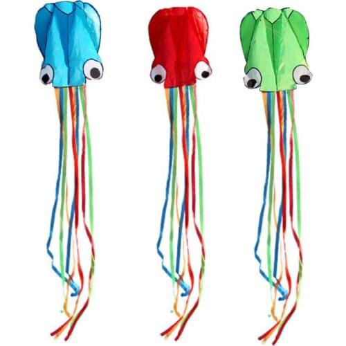 N7ME 3D Large Soft Octopus Shape Beach Kites with Line Reel Frameless Soft Entertain