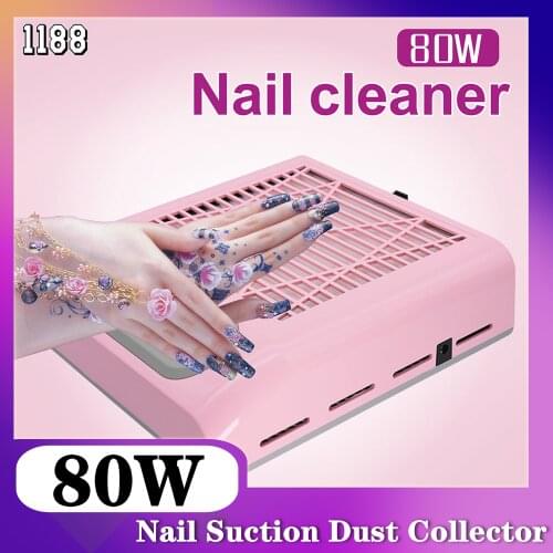 80W Nail Vacuum Cleaner Nail Dust Collector For Manicure Nails Collector With Fitter Nail Dust Fan Vacuum Cleaner For Nails