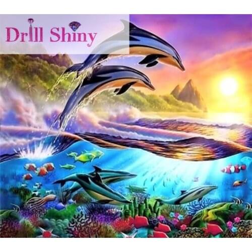 DIY 5D Diamond Embroidery Painting Full Square Mosaic Rhinestone Painting Animal Dolphin 3D Cross Stitch Embroidery Home Decor