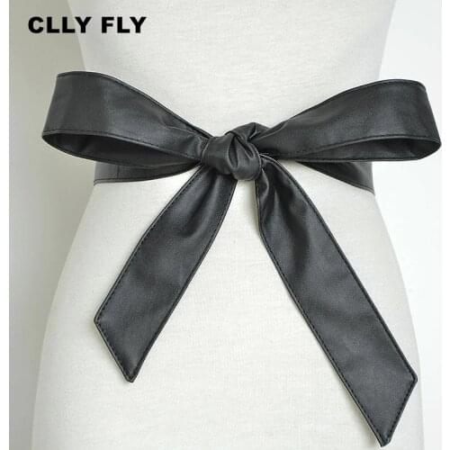 Bowknot PU Leather Waistband Belts For Women Corset Cummerbunds Strap Belts Girls High Waist Slimming Girdle Belt Ties Bow Bands