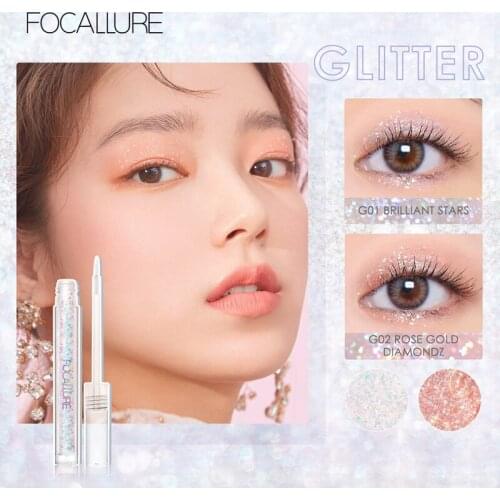 FOCALLURE 5 Color Sparkles Diamond Eye Shadows Nude Metal Shimmer Glow Glitter Liquid Eyeshadows Makeup Pigment Beauty Cosmetics