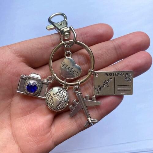 Aircraft Map Keychain To The Earth Camera Small Pendant Keychain Commemorative Gift of Mom/Daughter/ Grandpa /Uncle / Grandma