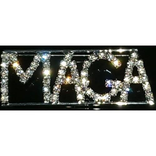 Handmade Saying Word Brooch Jewelry "MAGA--Make America Great" Lapel Pin Rhinestone Word Brooch Accessories Unique Souvenir Gift