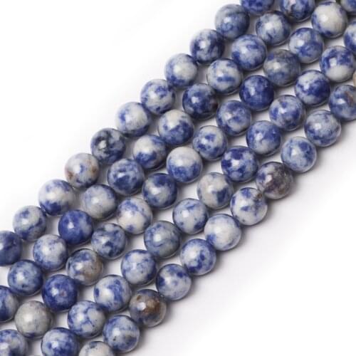 Natural Round Stone Beads, Natural Gemstone Hole Size 6/8/10mm Crystal Energy Stone Healing Power Smooth Blue Sodalite Beads