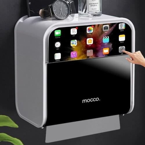 Punch Free Toilet Paper Holder Waterproof Tissue Box Wall Mounted Bathroom Roll Tray Storage Box Home Bathroom Accessories