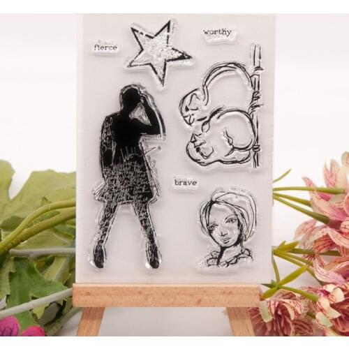 Girl Bird Five-pointed Star Transparent Clear Stamps for DIY Scrapbooking/Card Making Fun Decoration Supplies