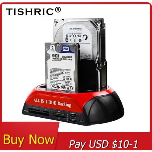 TISHRIC All in 1 Hdd Docking Station eSATA to USB 2.0/3.0 Adapter For 2.5/3.5 Hard Disk Drive Docking Station Hard Enclosure